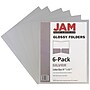 JAM Paper Glossy 2-Pocket Portfolio Folder, Silver, 6/Pack (385Gsia)~#|#~m004860185_sc7