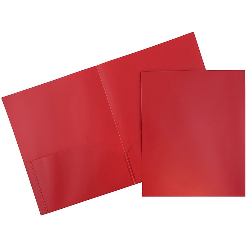 JAM Paper POP 2-Pocket Plastic Presentation Folder, Red, 6/Pack (382EREDD) image 1