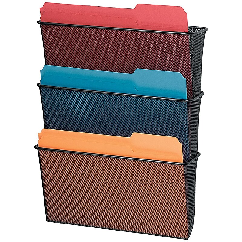Fellowes® Mesh Partition Additions™ Triple File Pocket, Black, 23 1/4"H x 12 5/8"W x 8 1/4"D image 1