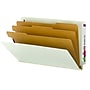 Smead EndTab Pressboard Classification Folder w/SafeSHIELD Fasteners, 3 Divider, 3" Expansion, Legal, Gray/Green, 10/Box~#|#~m004895180_sc7