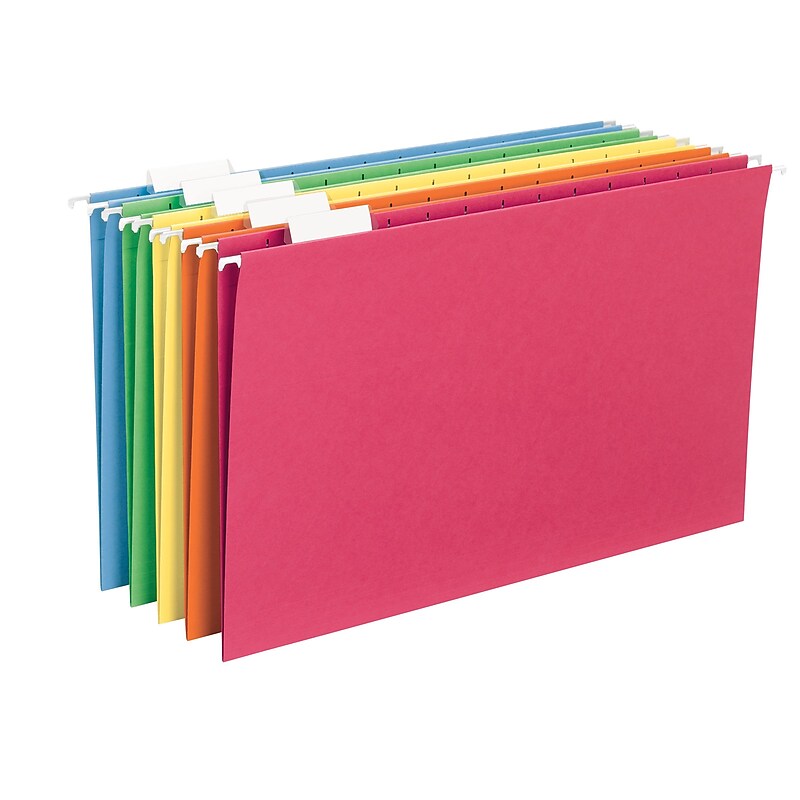 Smead Recycled Hanging File Folder, 5-Tab Tab, Legal Size, Assorted Colors, 25/BX (64159) image 1
