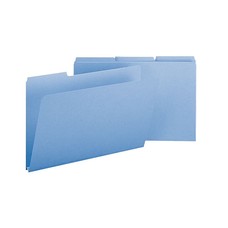 Smead Pressboard File Folder, 1/3-Cut Tab, 1" Expansion, Legal Size, Blue, 25 per Box (22530) image 1