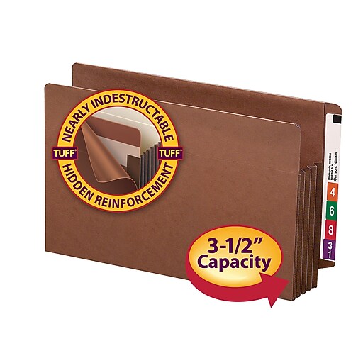 Smead TUFF Reinforced Redrope File Pockets, 31/2" Expansion, Legal Size, Brown, 10/Box (74780