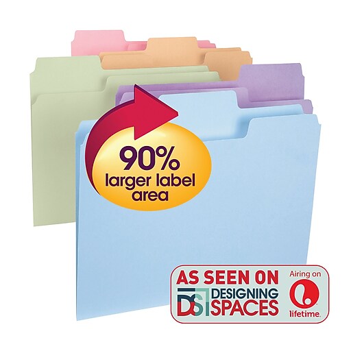 Smead SuperTab File Folders, 1/3 Cut, Letter Size, Multicolor, 100/Box