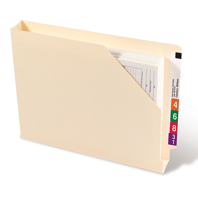 Smead Shelf-Master Heavy Duty Reinforced File Jackets, 1-1/2" Expansion, Letter Size, Manila, 50/Box (75740) image 1