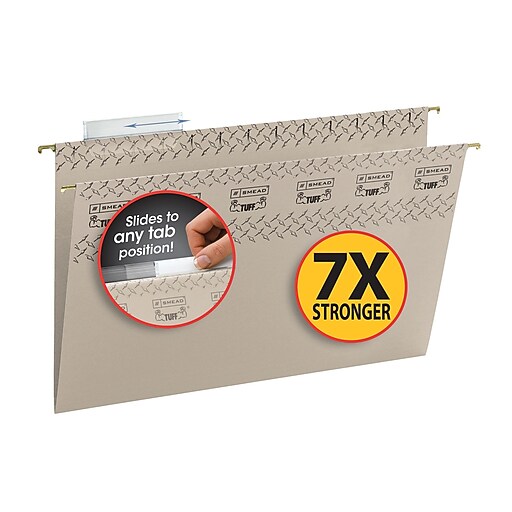 Smead® TUFF® Hanging File Folder with Easy Slide Tab,1/3Cut Sliding