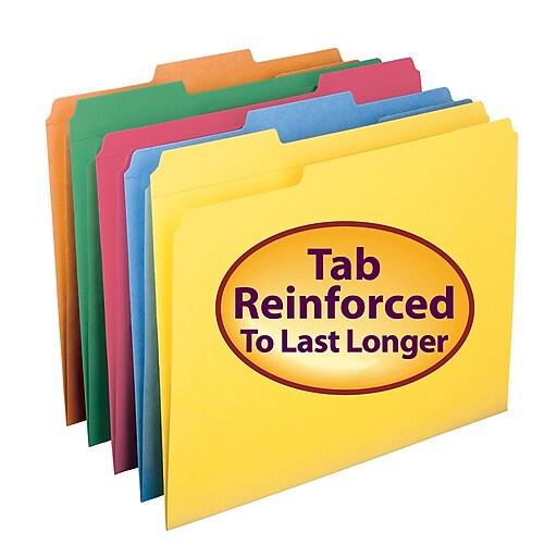 Smead Reinforced File Folder 3 Tab Letter Size Assorted Colors 100 