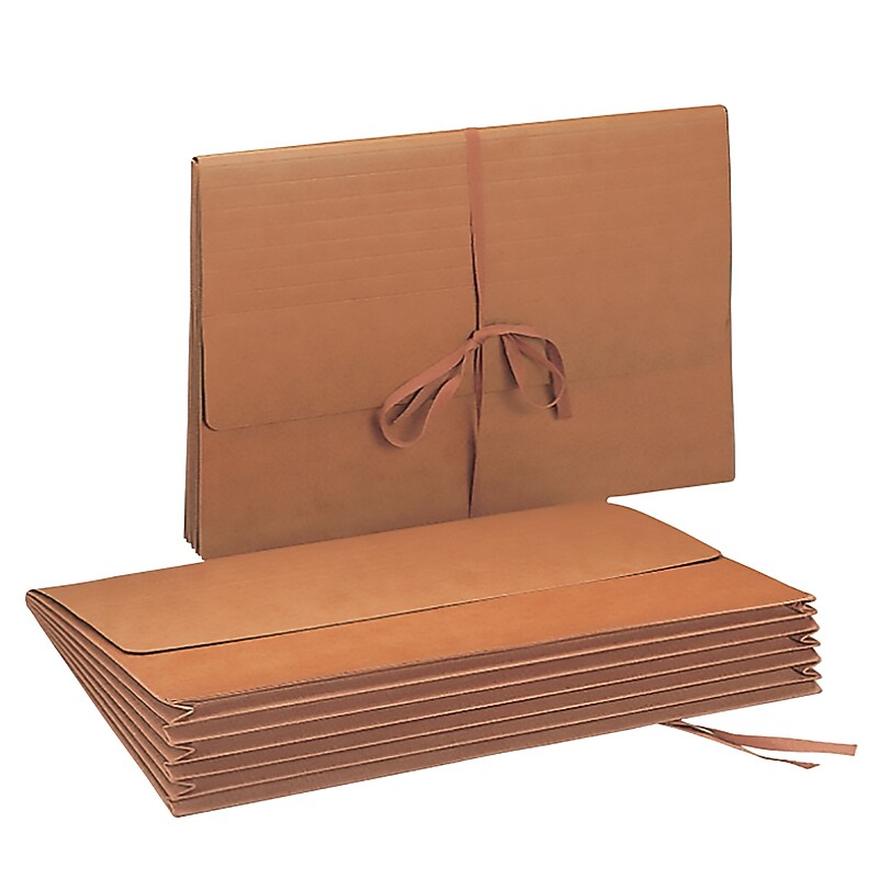 Smead 5-1/4" Expansion Wallet, Flap with Cloth Tie Closure, Letter Size, Redrope (71073) image 1