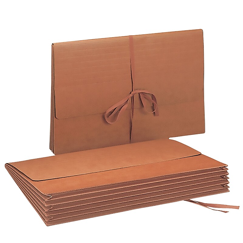 Smead® Wallet, 5-1/4" Expansion, Flap with Cloth Tie Closure, 15" W x 10" H, Redrope, (71076) image 1