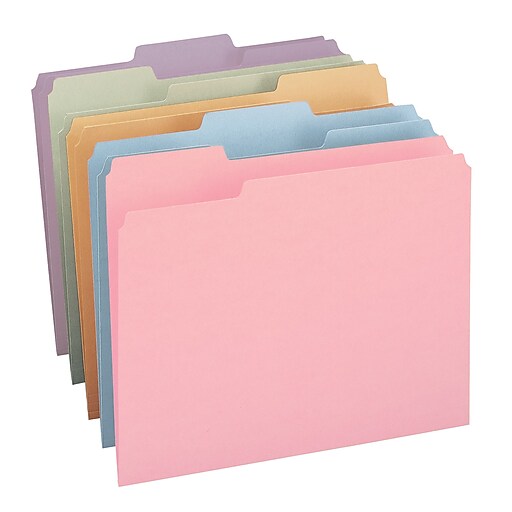 Smead® File Folder, 1/3Cut Tab, Letter Size, Assorted Colors, 100 per Box, (11953) at Staples