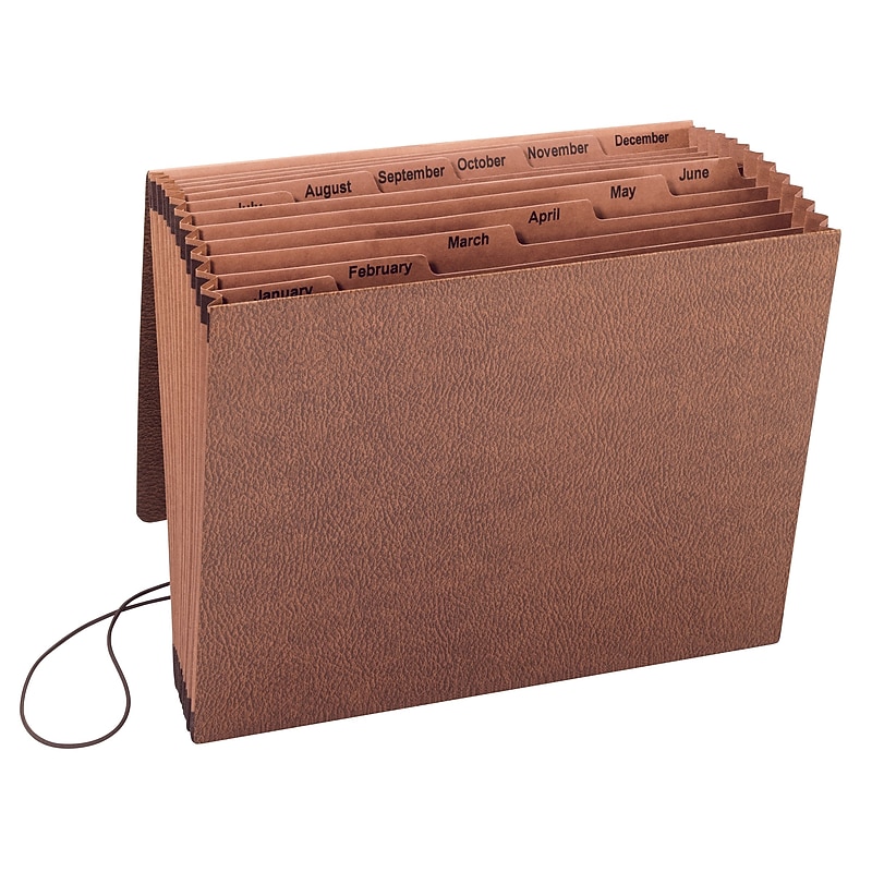 Smead TUFF Expanding File with Flap and Cord Closure, Jan-Dec Index, Letter Size, Brown (70388) image 1
