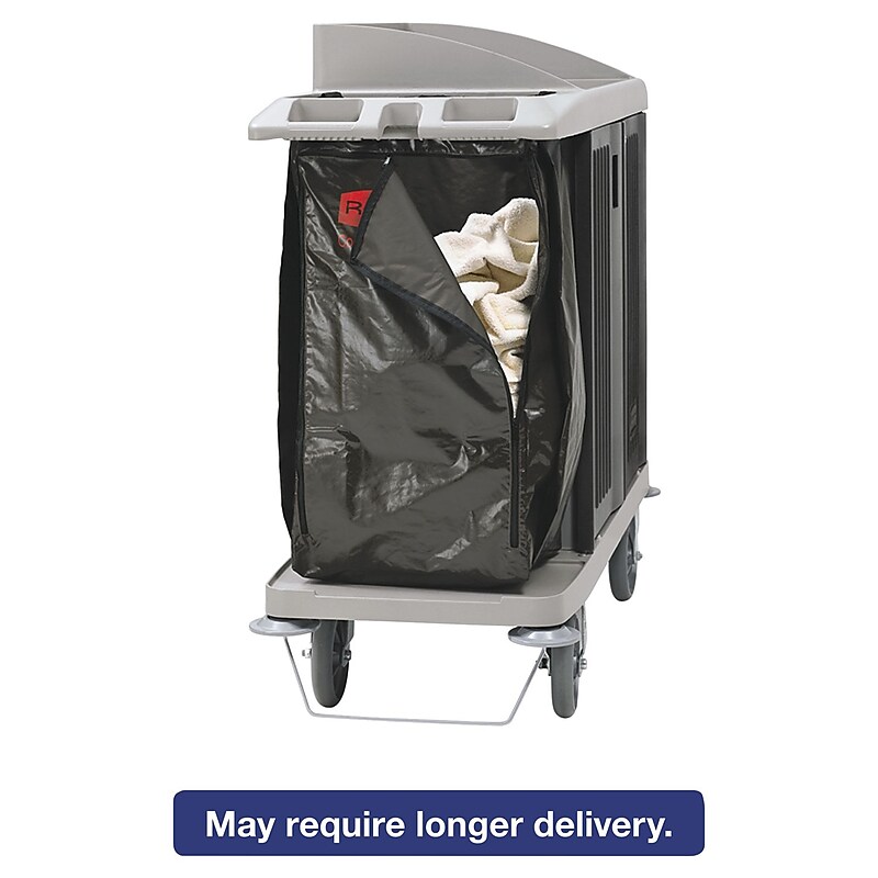 Rubbermaid Commercial Zippered Cleaning Cart Hanging Bag, Gray Vinyl, 25 gal. Capacity (RCP1966885) image 1