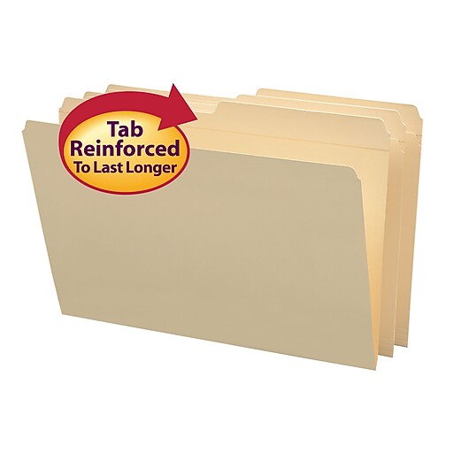 Smead® File Folder, Reinforced 1/2Cut Tab, Legal Size, Manila, 100 Per