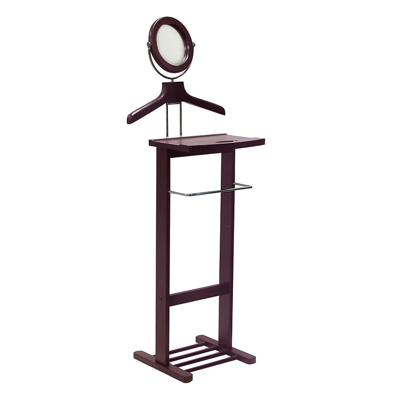 Winsome Wood Valet Stand With Mirror, Open Base, Dark Espresso image 1