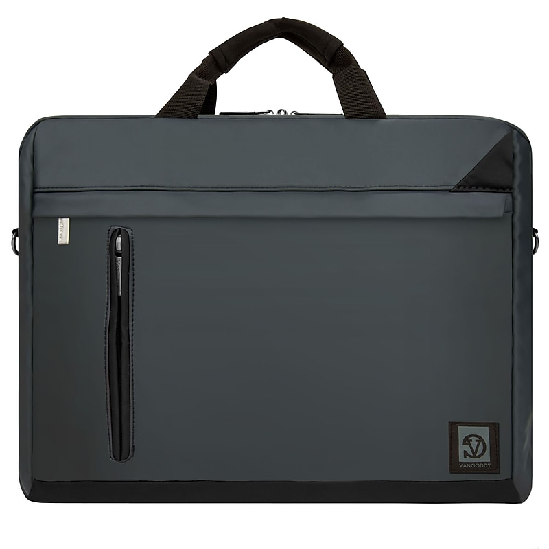 Vangoddy 15.6" Vinyl Laptop Bag, Metallic Gray/Black (NBKLEA121) image 1
