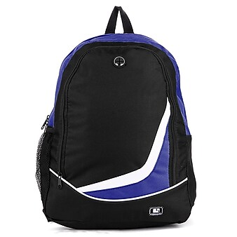 SumacLife Compact Lightweight Nylon Casual Daypack Laptop Backpack, Black/Blue (NBKLEA473)