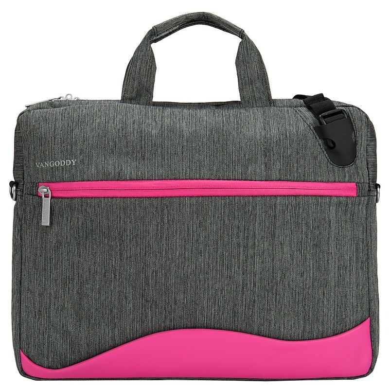 Vangoddy Wave Laptop Briefcase, Gray/Magenta Nylon (NBKLEA602) image 1