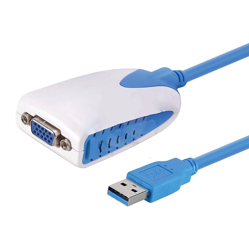 4XEM  SuperSpeed USB 3.0 to VGA Male/Female External Video Card Multi Monitor Adapter, White/Blue image 1