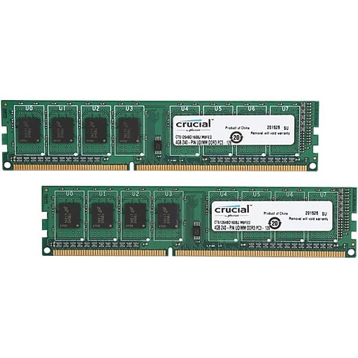 Crucial Ct2kbd160bj 8gb 2 X 4gb Ddr3 Sdram Dimm Ddr3l 1600 Pc3 Desktop Ram Module At Staples