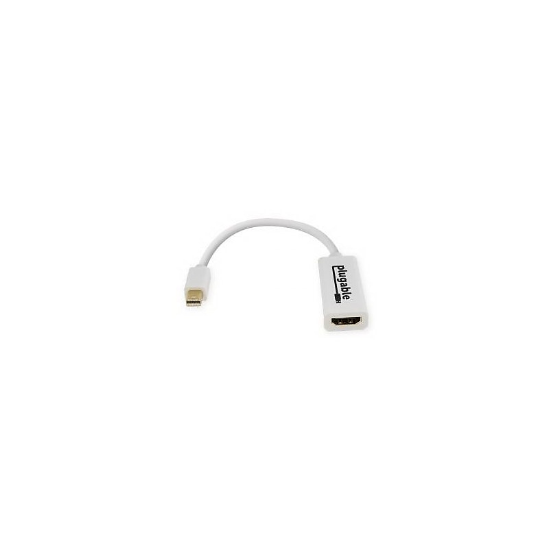 Plugable Mini Display Port to HDMI Male/Female Video Adapter Cable, White (MDPM-HDMIF) image 1