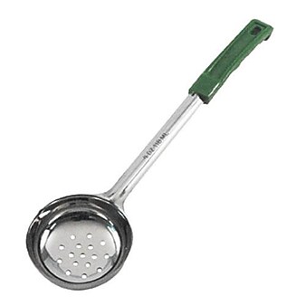 Winco 4 Oz. Green Perforated Portion Spoon, Stainless Steel (FPP-4)