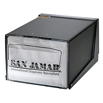 San Jamar Countertop Full-Fold Napkin Dispenser, Black/Clear (51198)