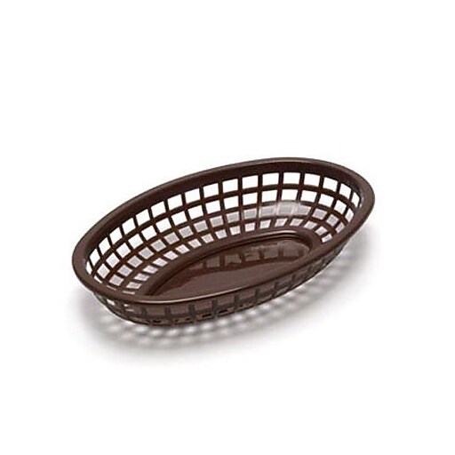 Tablecraft Oval Brown Plastic Baskets, 12/CT (1074BR) Staples