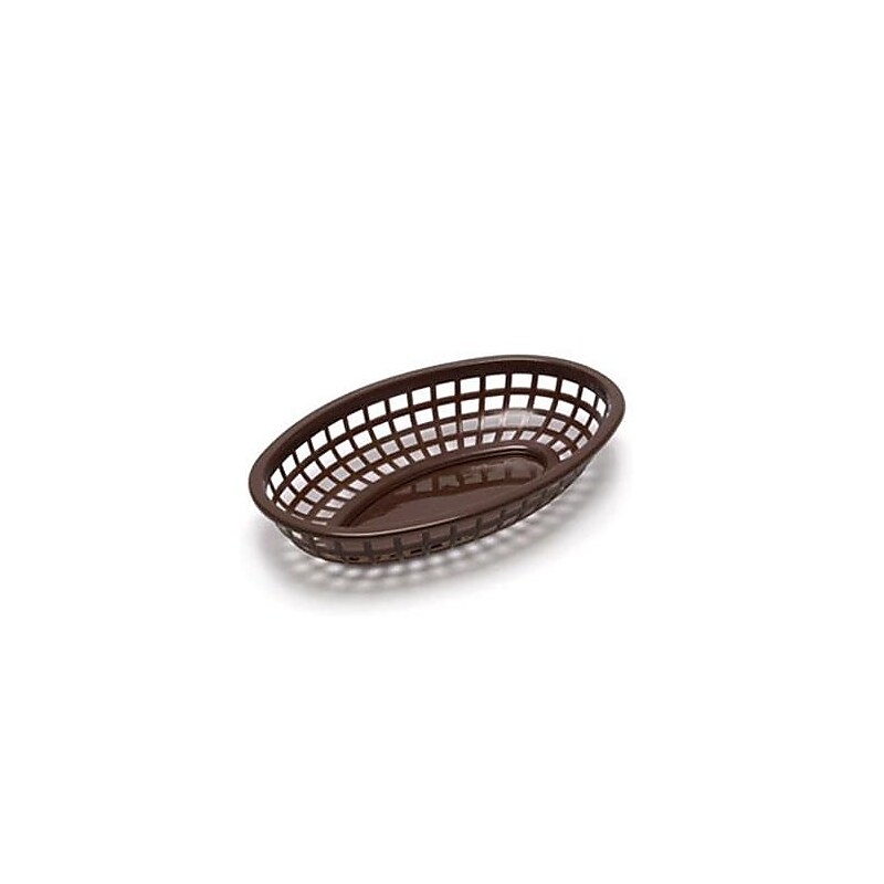 Tablecraft Oval Brown Plastic Baskets, 12/CT (1074BR) image 1