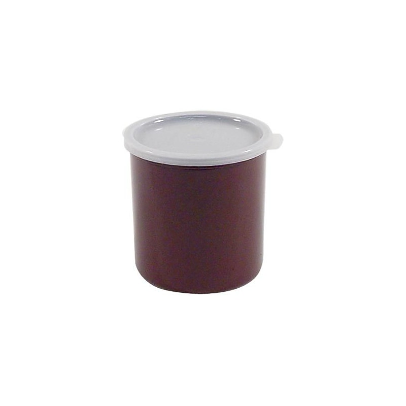 Cambro 1 1/5 Qt. Brown Crock with Lid, 5 1/16" Dia x 4 3/16" H, Brown (CP12195) image 1