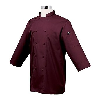 Chef Works 3/4 Sleeve Coat, Merlot, Medium, (JLCL-MER)