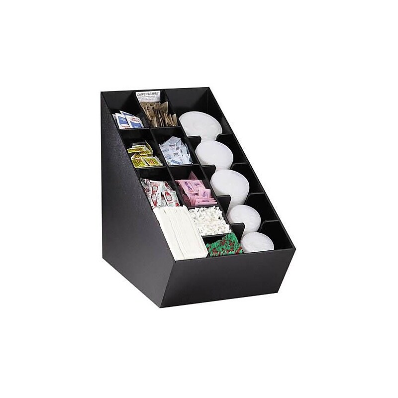 Dispense-Rite Lid 14 Compartment, Straw and Condiment Organizer, Black (NLO-CTVL) image 1