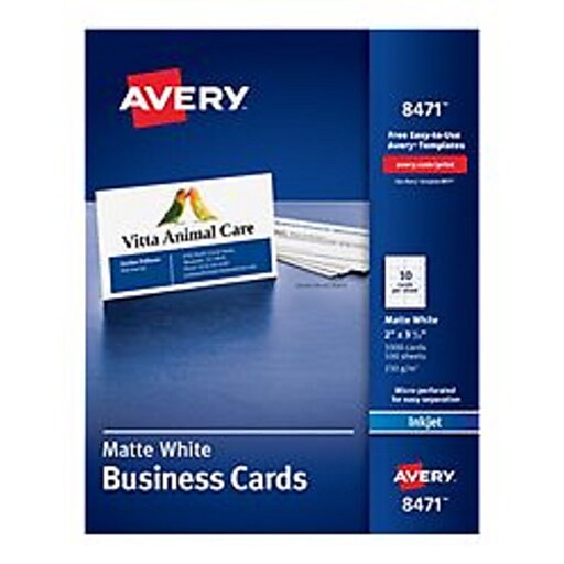 Shop Staples For Avery Inkjet Business Cards White 2" X