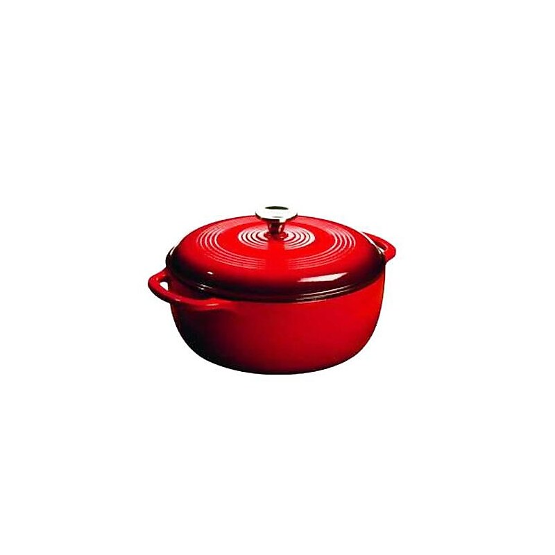 Lodge Enameled Cast Iron Dutch Oven, Red, 6 Qt. (EC6D43) image 1