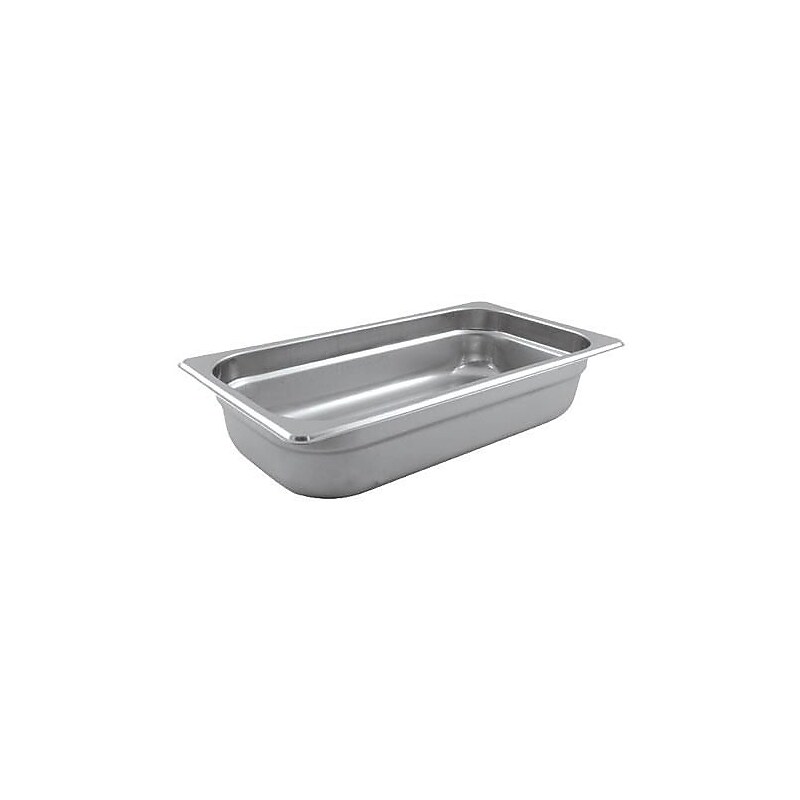 Winco Third Size 2 1/2" (Depth) Steam Table Pan, 12.8" L X 6.9" W X 2.5" H, Silver (SPJL-302) image 1