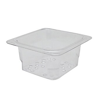 Cambro 1/6 Size 3" Deep Camwear® Colander, 6.38" L x 6.94" W x 3" H, Clear (63CLRCW135)