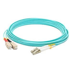 AddOn® 9.8' Laser-Optimized OM3 Multi-Mode Fiber Duplex SC to LC Male/Male Patch Cable, Aqua