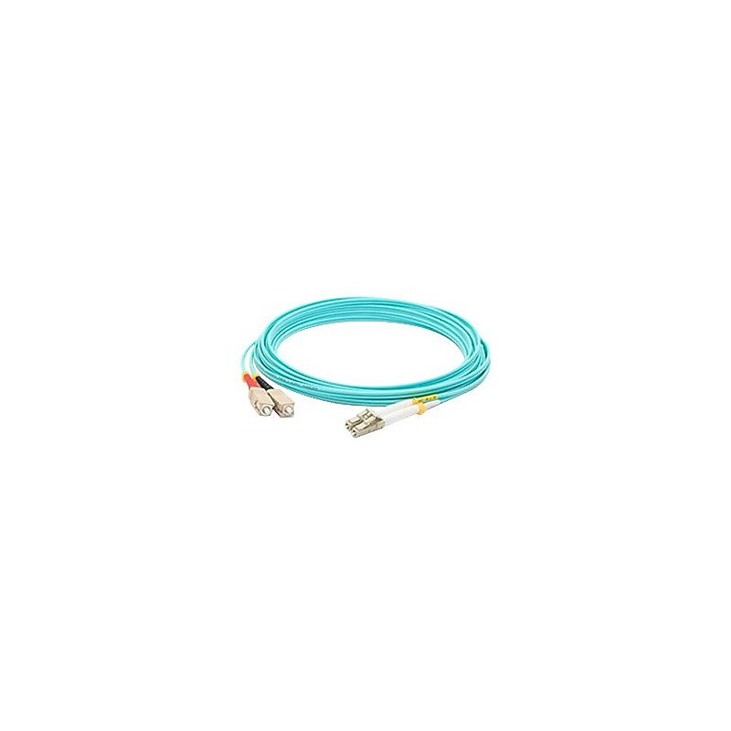 AddOn® 9.8' Laser-Optimized OM3 Multi-Mode Fiber Duplex SC to LC Male/Male Patch Cable, Aqua image 1