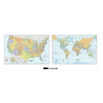 WallPops US and World Map Decal Set 24 x 35 Multi-Color (WP2192)