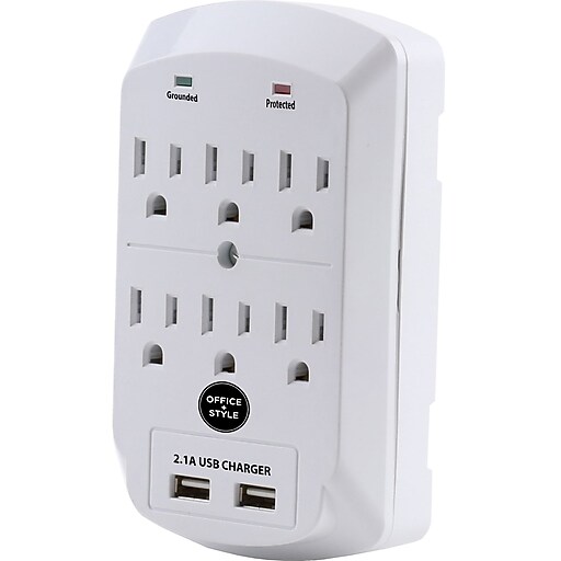 Office + Style wall surge protector - White at Staples