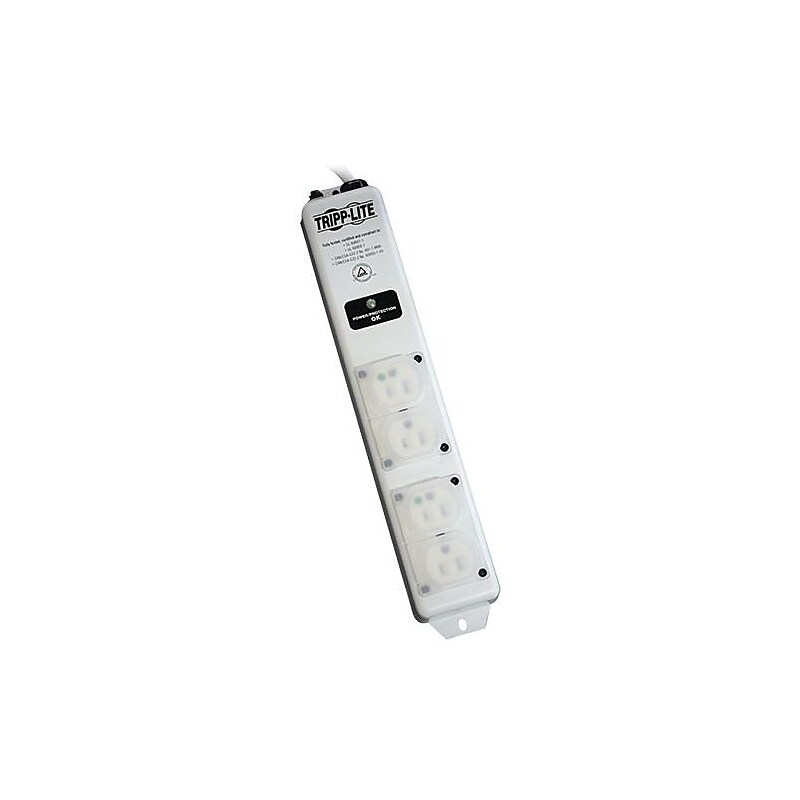 Tripp Lite 6' 4 Outlet Power Strip w-Surge Protection, White image 1