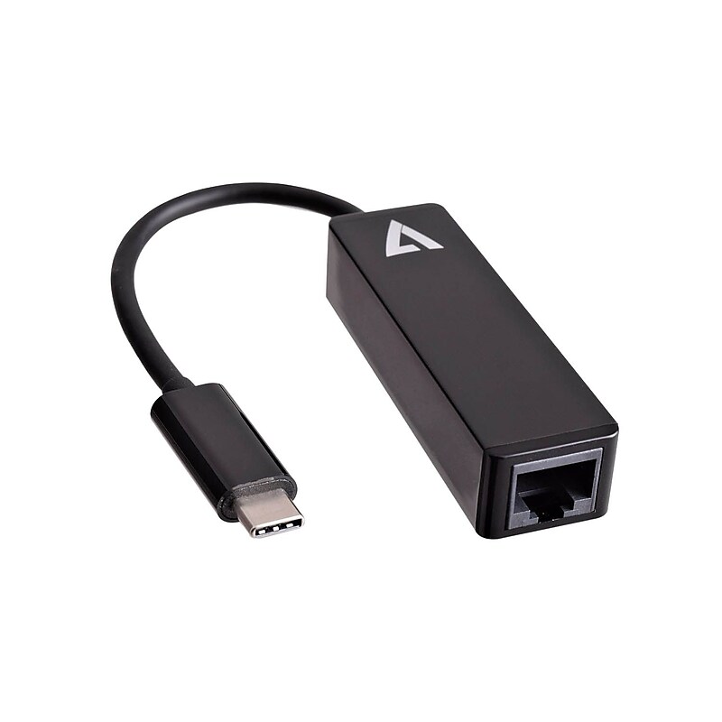 V7® V7UCRJ45-BLK-1N USB-C Male to Ethernet RJ45 Female Adapter, Black image 1