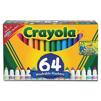 Crayola Washable Kid's Markers, Broad Point, 64/Box (58-8180)