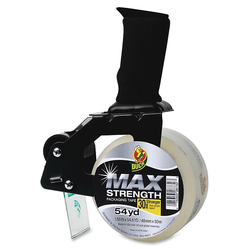 Duck Max Strength 1.88" Handheld Packaging Tape Dispenser, Clear (284984) image 1