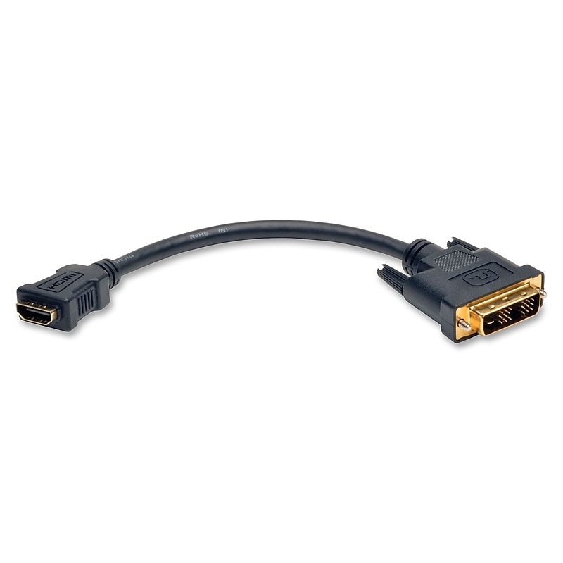 Tripp Lite HDMI to DVI Adapter Cable Connector HDMI to DVI-D F/M 8 Inch, HDMI/DVI for Video Device, Black image 1
