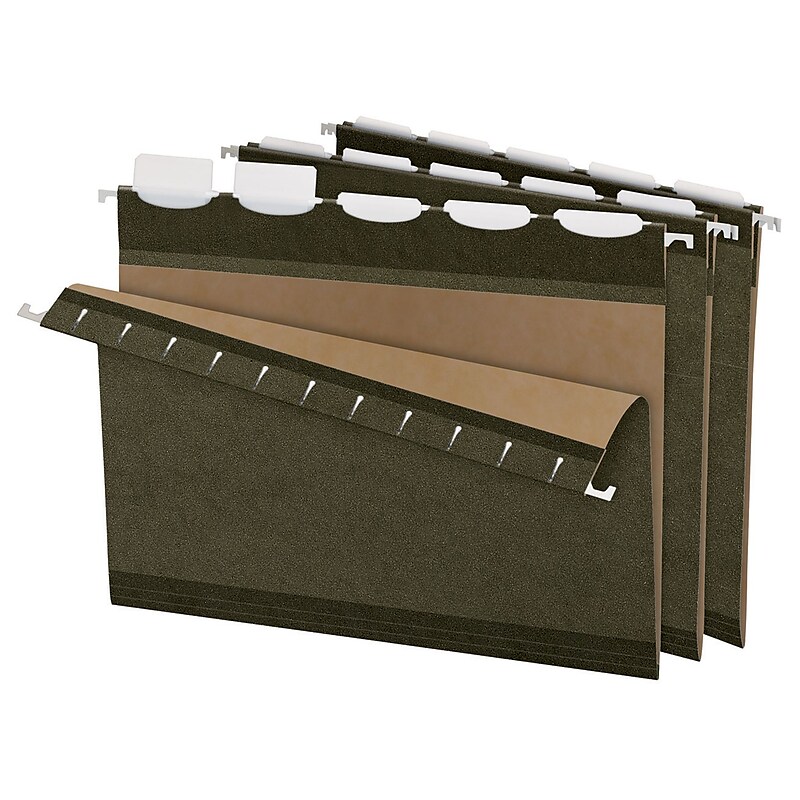 Pendaflex Ready-Tab 5-Tab Reinforced Hanging File Folders, Letter Size, Green, 25/Box (42590) image 1