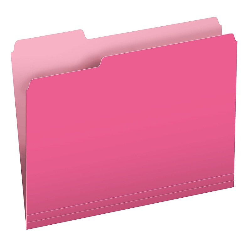 Pendaflex Recycled File Folder, 1/3-Cut Tab, Assorted, Letter Size, Pink/Light Pink, 100/Box (152 1/3 PIN) image 1