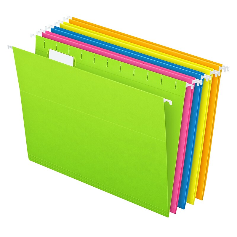 Pendaflex Glow 5-Tab Hanging File Folders, Letter Size, Multicolor, 25/Box (81672) image 1