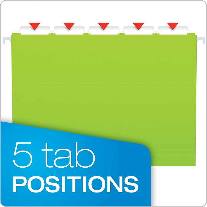 Pendaflex Glow 5-Tab Hanging File Folders, Letter Size, Multicolor