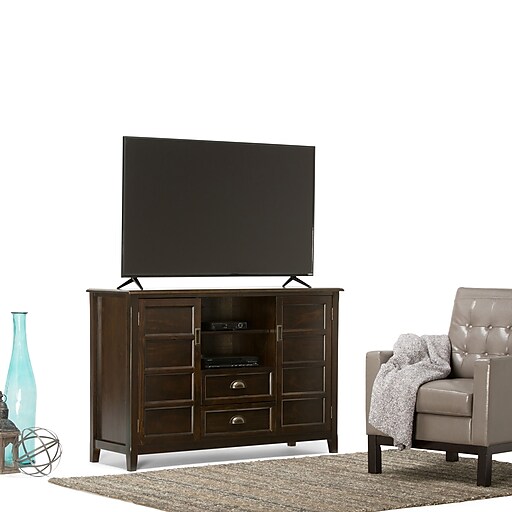 Shop Staples For Simpli Home Burlington Tall Wooden Tv Stand