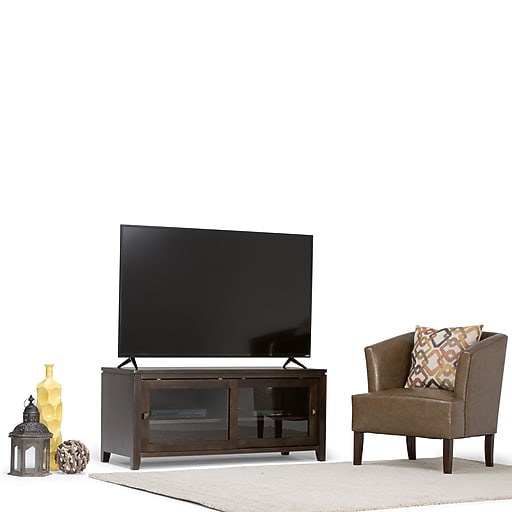 Simpli Home Cosmopolitan Wooden Tv Stand Coffee Brown At Staples